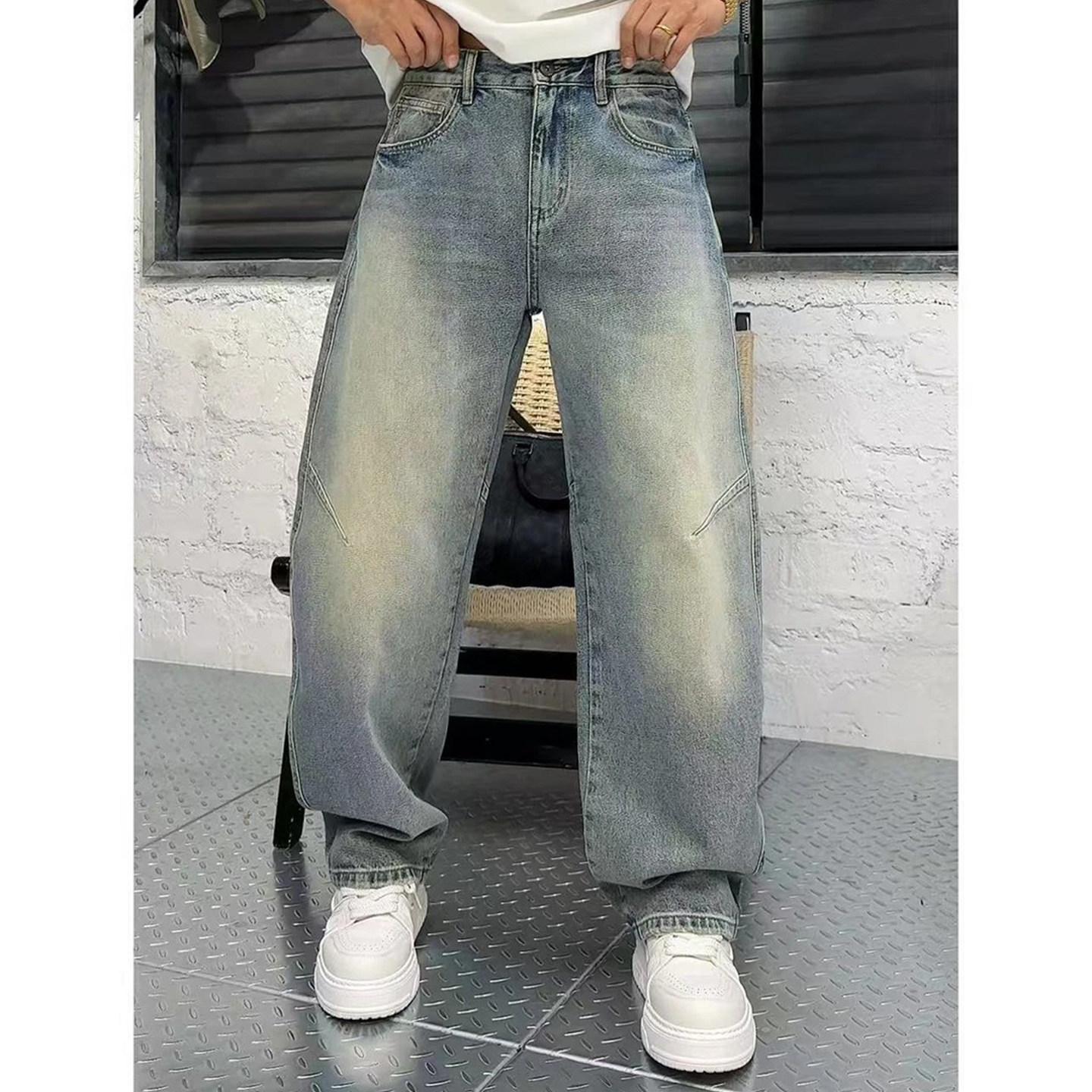 美式加厚复古水洗牛仔裤男2025冬季新款加厚百搭宽松微阔弯刀裤男,男装,牛仔裤,淘宝优惠券,粉丝福利购,淘宝优惠卷