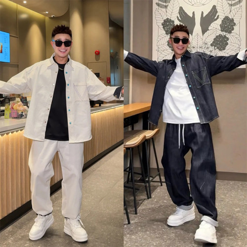 春夏新款男士牛仔套装男