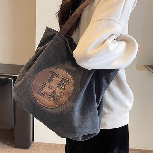 休闲帆布包女上课通勤托特包