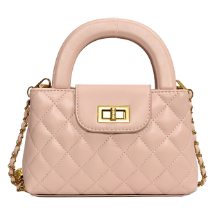 包包女款斜挎包女式春季新款手提包包轻奢小众高级感菱格法式粉色