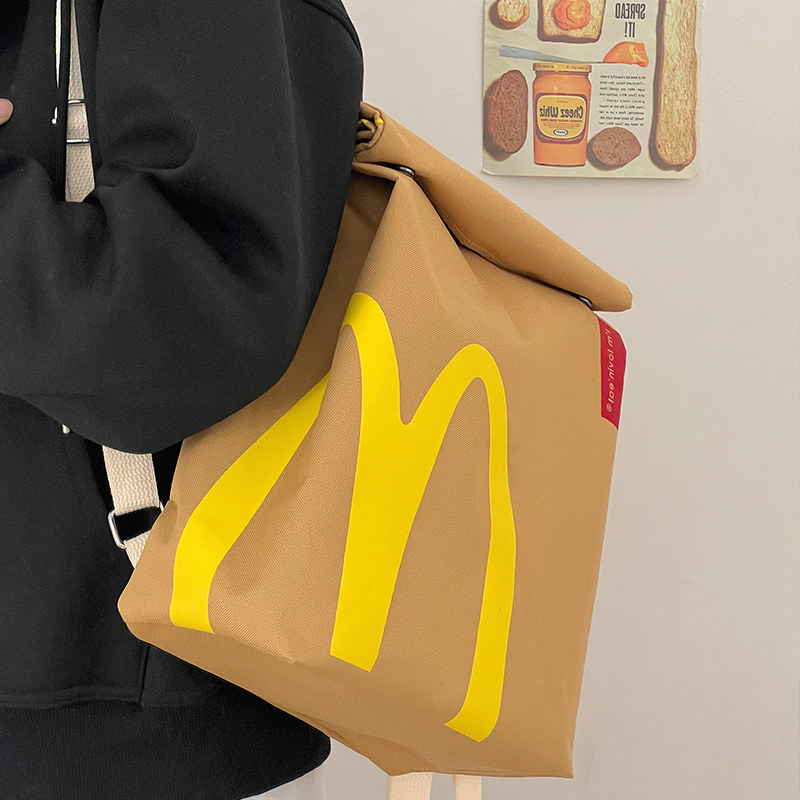 麦当劳周边纸袋书包女双肩包背包大学生包包上课包斜挎包电脑包