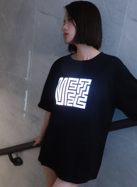 ESSENTIALSKKK2024年夏季新款短袖t恤女九叠篆圆领宽松情侣装潮