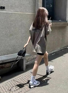 正品ESSENTIALS美式短袖复线字母宽松大版oversizet恤情侣潮牌女
