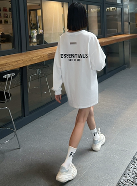 ESSENTIALSKKK新款字母长袖t恤正品美版宽松复线高街宽松情侣潮牌