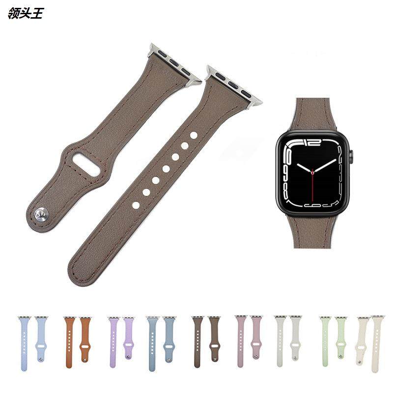 适用于苹果applewatch7华为三星手表带真皮单扣表带配件厂家批发