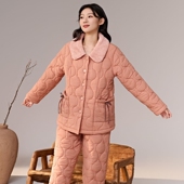 安之伴2024冬季 专柜新款 夹棉睡衣女三层加厚休闲简约保暖家居服