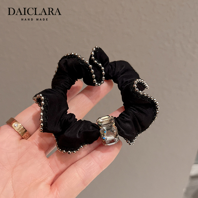 高级感精致水钻发圈小肠发圈气质法式皮筋女扎头发绳丝滑缎面头绳