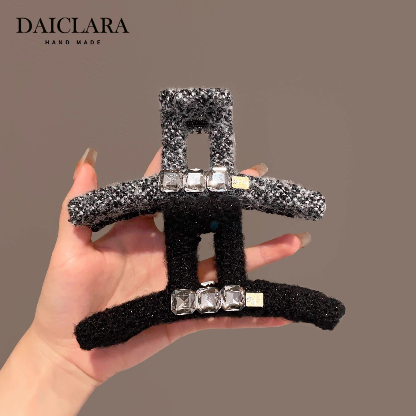 韩版复古布艺毛线水钻金标抓夹气质一字夹后脑勺盘发鲨鱼夹,饰品/流行首饰/时尚饰品新,发饰,淘宝优惠券,粉丝福利购,淘宝优惠卷