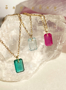 祖母绿18k金ins小众设计锁骨链