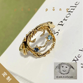 PONGPONG怦怦跳简笔画宝宝涂鸦儿童画戒指定制18k金