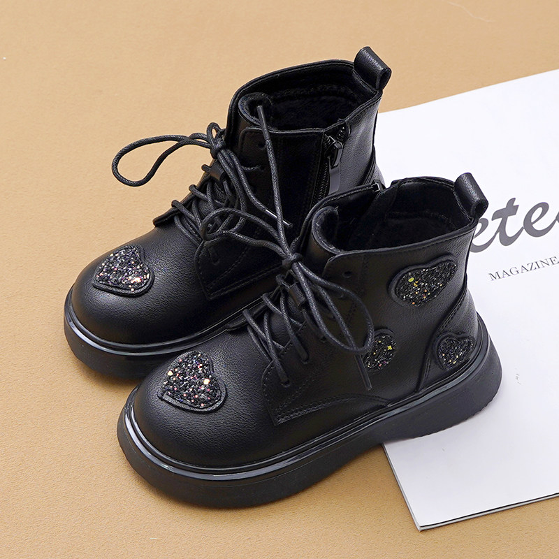 女童马丁靴短靴真皮软底单靴加绒英伦风公主靴棉靴2025春秋童鞋