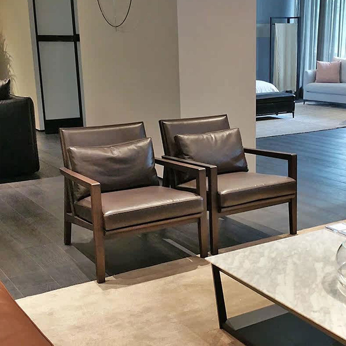 意式简约沙发椅休闲椅实木懒人椅家用休闲椅客厅阳台椅单人真皮椅