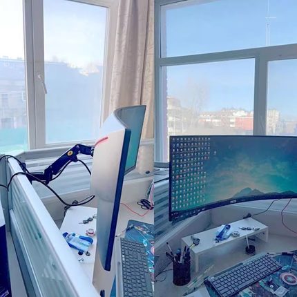 显示器支架工位万向活动增高架电脑升降架站立办公桌屏风转角挂架