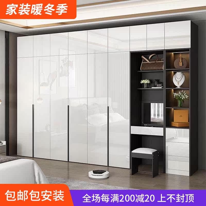 烤漆衣柜简约家用卧室亮光柜子四五六门小户型储物新款大衣橱