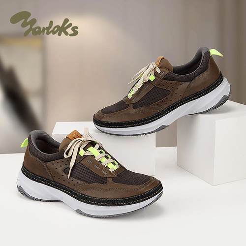 雅乐士牛皮网面透气休闲鞋