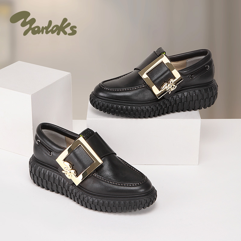 雅乐士复古英伦风厚底乐福鞋