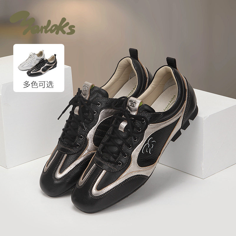 Yarloks/雅乐士复古拼色德训鞋女系带休闲百搭平跟运动鞋 2622401