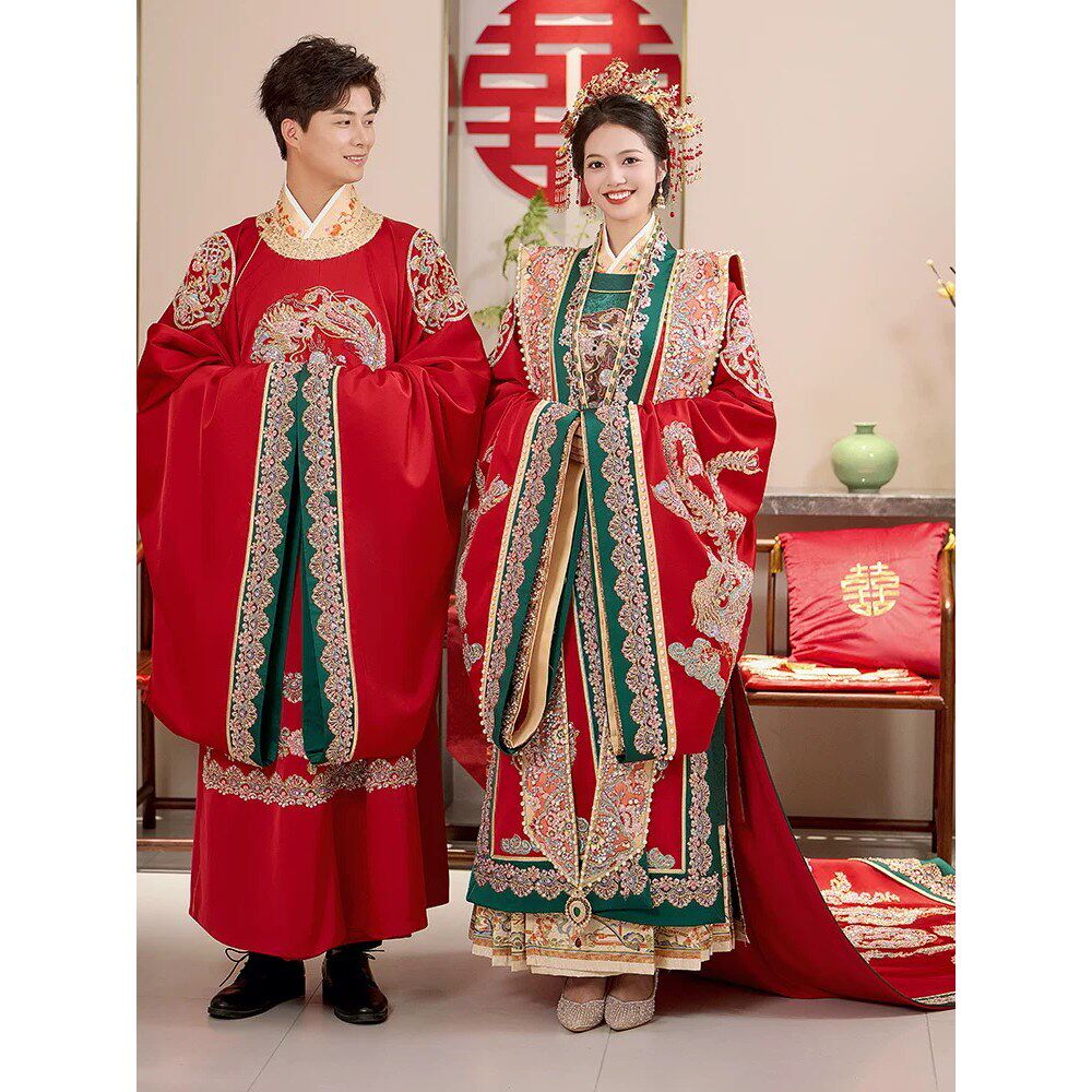 租赁明制汉服婚服凤冠霞帔新款重工礼服古代新娘款嫁衣结婚出租