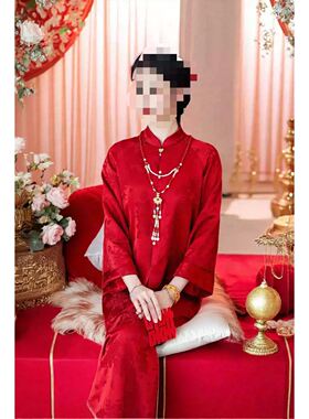 出租满庭芳逢吉 红色旗袍2025新款春季订婚礼服新中式套装敬酒服