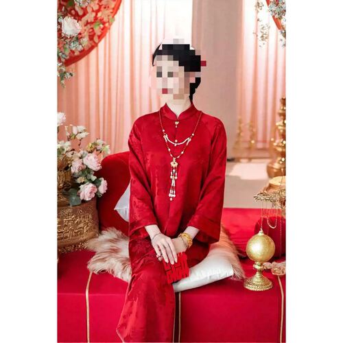 出租满庭芳逢吉 红色旗袍2025新款春季订婚礼服新中式套装敬酒服