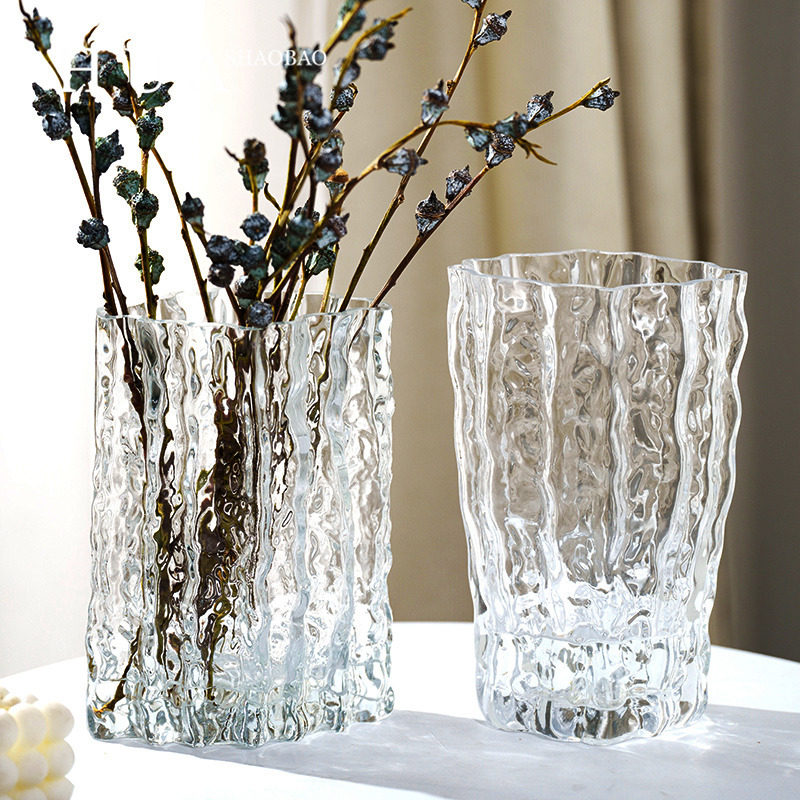 ins网红花瓶摆件客厅插花玻璃透明冰川轻奢高级感水养大口径鲜花,鲜花速递/花卉仿真/绿植园艺,花瓶,淘宝优惠券,粉丝福利购,淘宝优惠卷