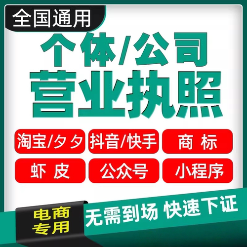 电商个体户公司工商营业执照注册注销年审检报代办理抖音海南广州