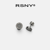 RSNY单只耳钉男士 黑色玛瑙纯银耳针女款 耳饰小众设计师无耳洞耳环