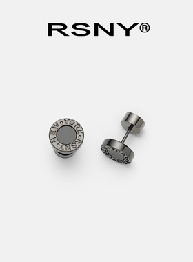 RSNY单只耳钉男士黑色玛瑙纯银耳针女款耳饰小众设计师无耳洞耳环