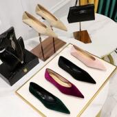 加厚绒面浅口尖头西施绒平跟单鞋 2873 女 春秋女鞋 平跟鞋 7韩版 时尚