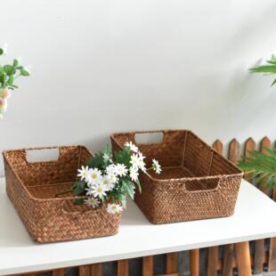 收纳筐装饰手工编织藤编桌面收纳篮编织篮竹筐杂物客厅阳台厨定制