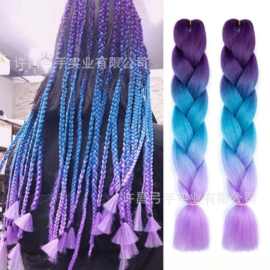 脏辫假发藏辫编发男女士彩色渐变大辫子发绳编发接发Braid wig