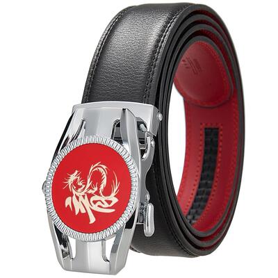 新款自动红色龙扣 男士本命年红色二层皮带  LY36-25840-1