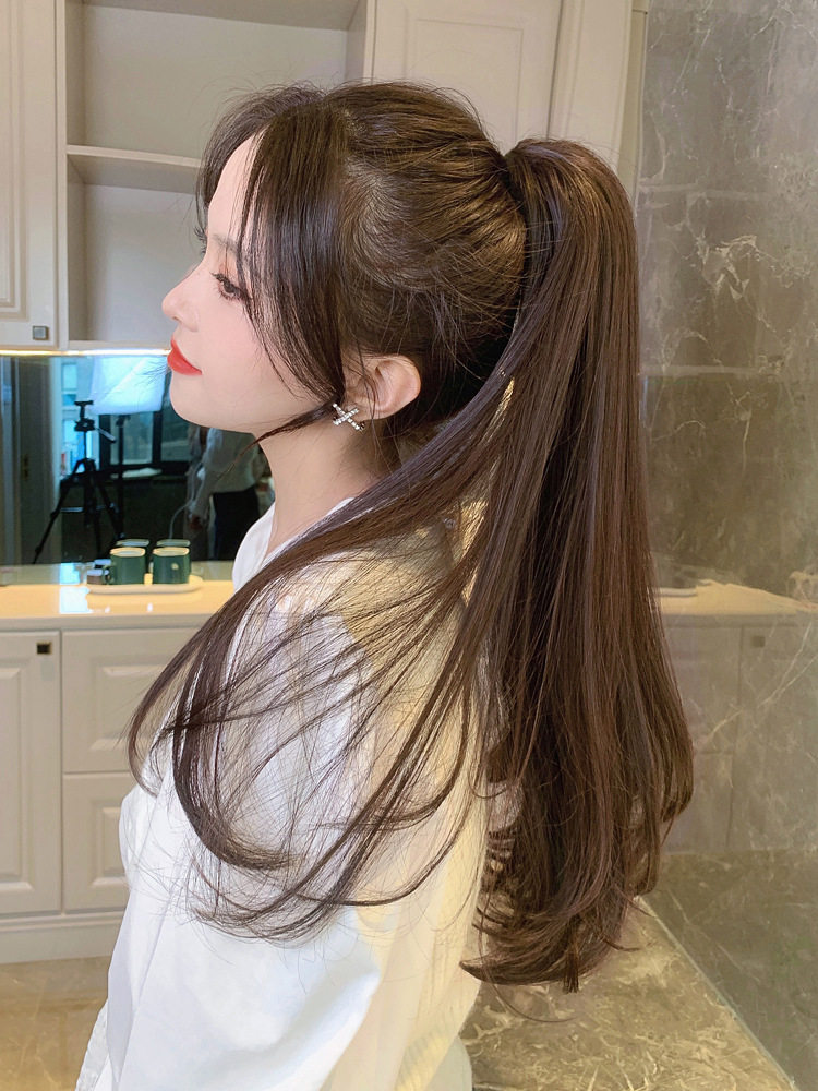 工厂高马尾假发女长发微卷网红抓夹假马尾辫子仿真发自然逼真