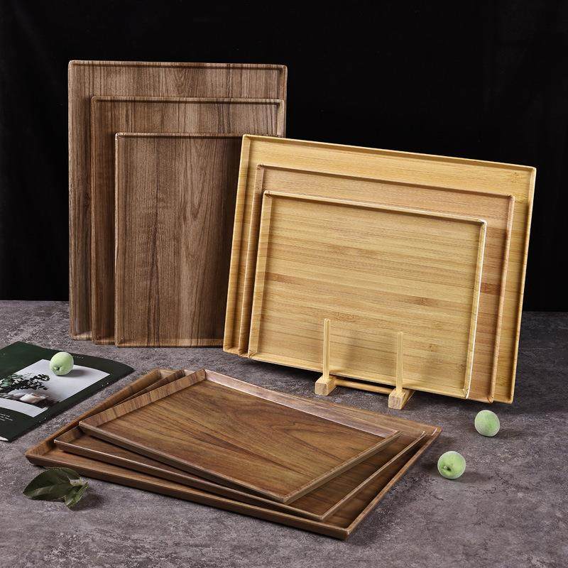 日式胡桃木纹托盘家用密胺长方形茶盘ins 风茶具水杯收纳酒店定制,餐饮具,餐用托盘,淘宝优惠券,粉丝福利购,淘宝优惠卷