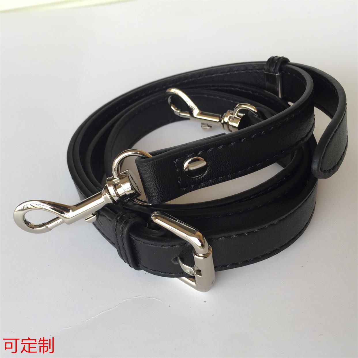 黑色纳帕纹羊皮纹平纹改制银色匙顶扣五金配件肩带包带配件斜挎定