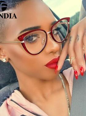 95303 新款时尚外贸款TR光学镜猫眼框架防眼镜女工厂现货