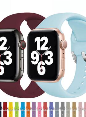 适用 Watch8硅胶表扣款表带iwatch654321SE运动腕带