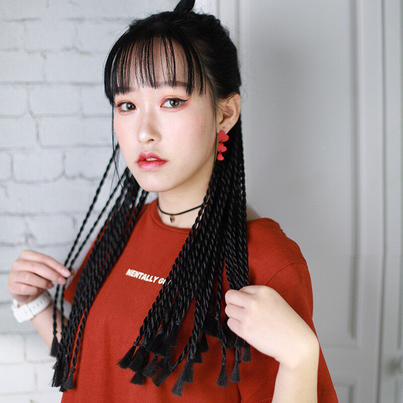 假发女脏辫长马尾 嘻哈假马尾脏辫子 气质高马尾自然小辫子假尾