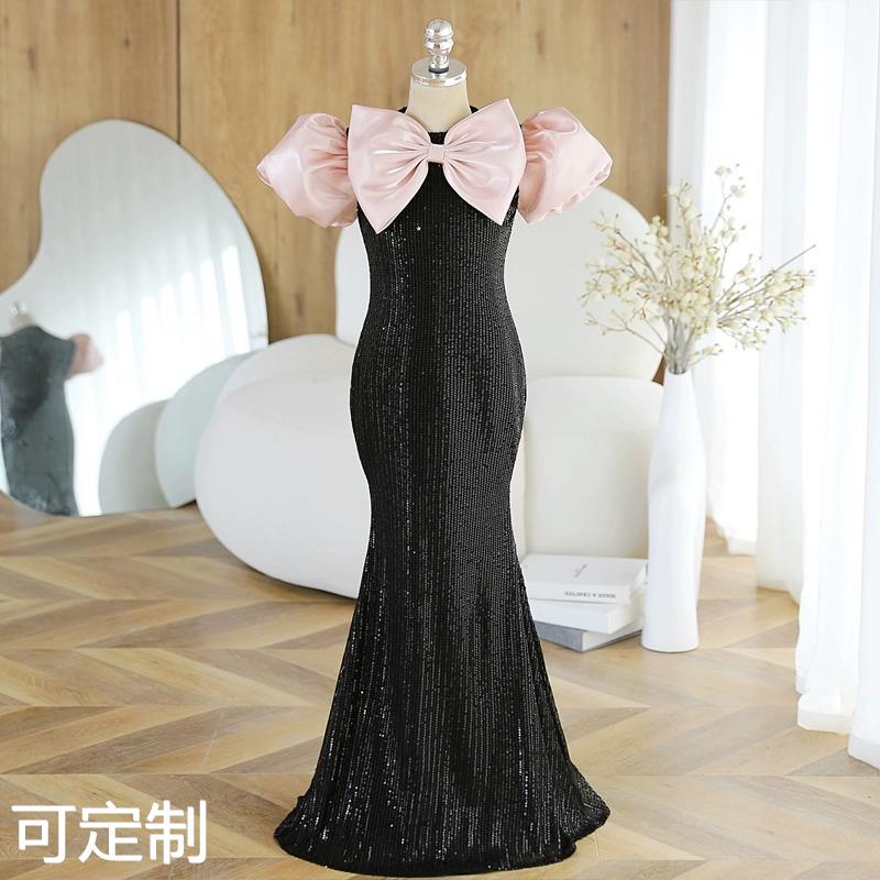 儿童礼服鱼尾裙女童走秀晚礼服时尚气质大气小主持人钢琴表演服春