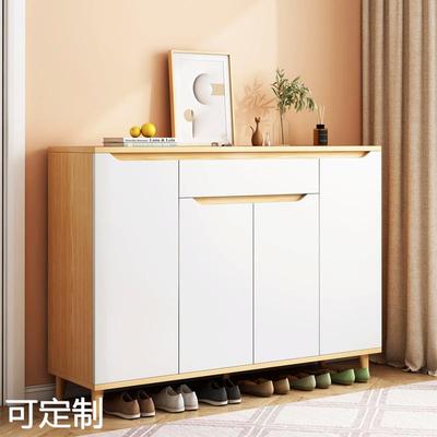 鞋柜带门家用衣架玄关柜一体门口实木腿入户隔断柜阳台置物收纳柜