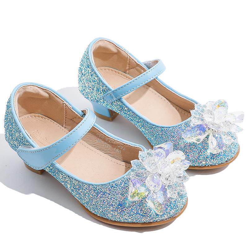 女童高跟鞋女宝宝公主鞋儿童单鞋艾莎演出小女孩皮鞋拉丁舞鞋