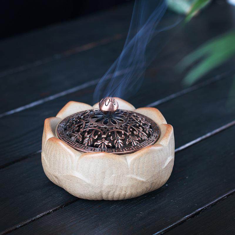 盘香炉茶道家用简朴线香托室内莲花陶瓷檀香焚香炉禅意供奉香薰炉,居家日用,香熏灯炉/器具,淘宝优惠券,粉丝福利购,淘宝优惠卷