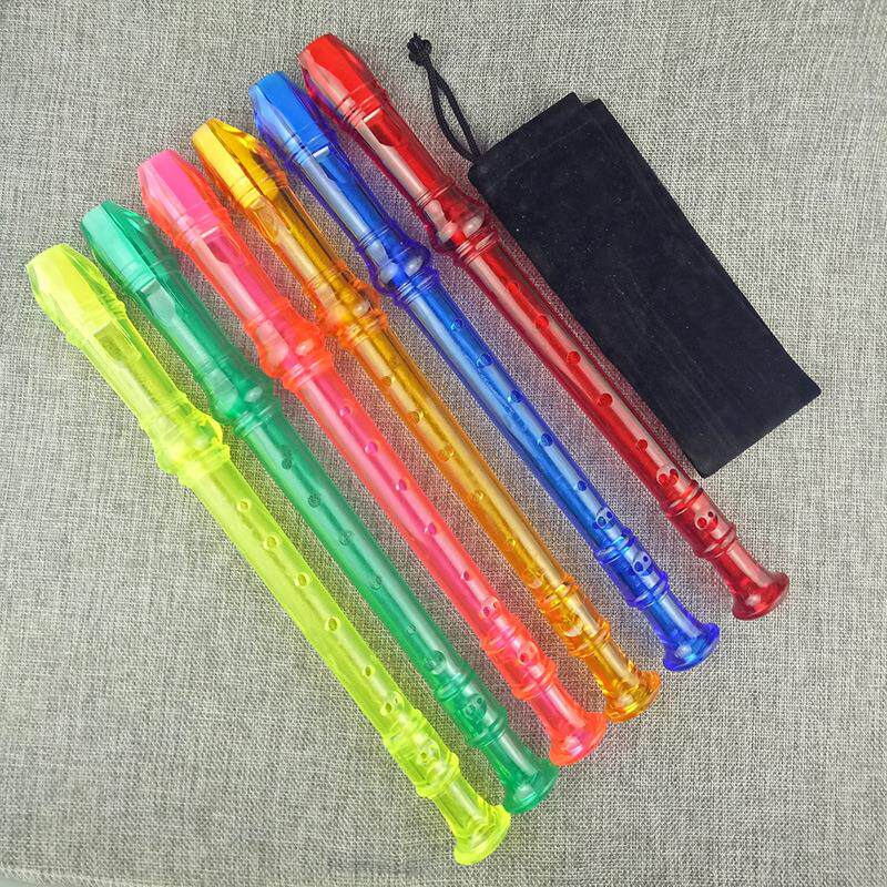 透明彩色竖笛 8孔直笛 八孔笛子 德式G调 学生初学教学 英文装