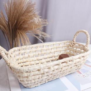 玉米皮收纳筐草编框杂物筐零钱筐置物篮收纳篮子定制