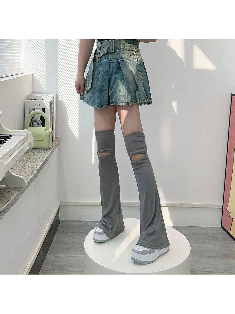 맞춤형 긴 다리와 얇은 다리 커버가 트렌디한 새로운 고탄성 중공 검정색 기능성 바람 긴 튜브 파일 양말