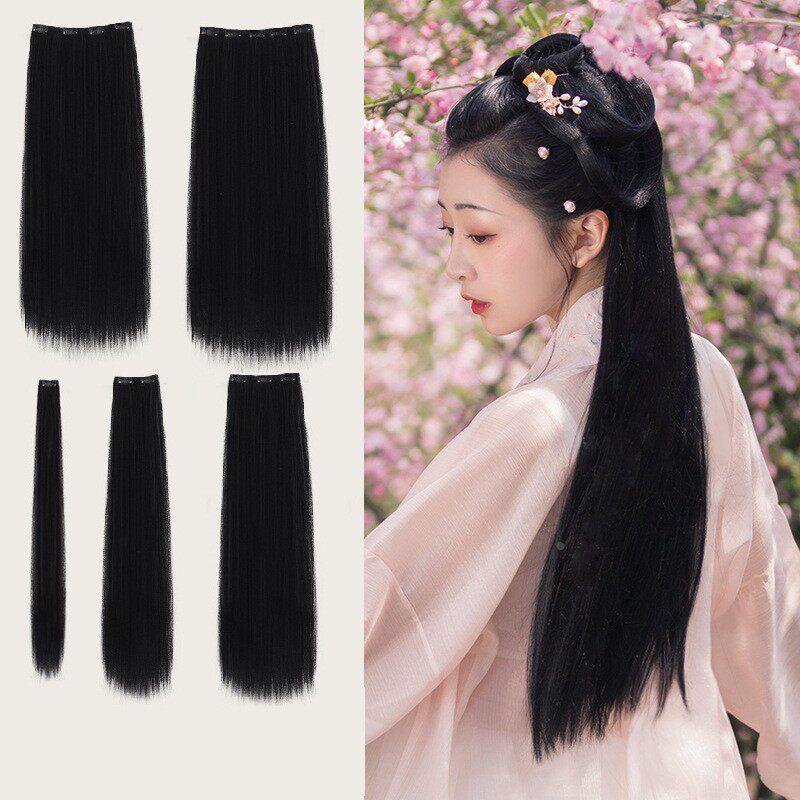 假发片玉米须发排汉服造型一片式不打结长直发片古风发型女接发片