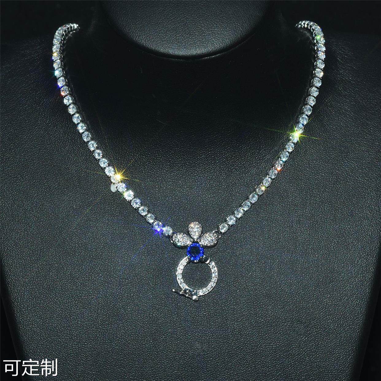 仿真锆石万能项链镀白金