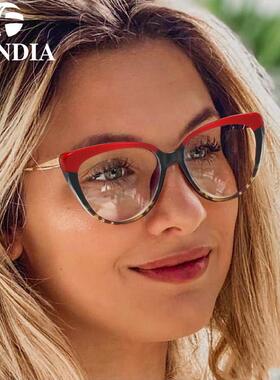 TR92388 金属弹簧腿猫镜架防眼镜配近视眼镜框 TR90平光镜女