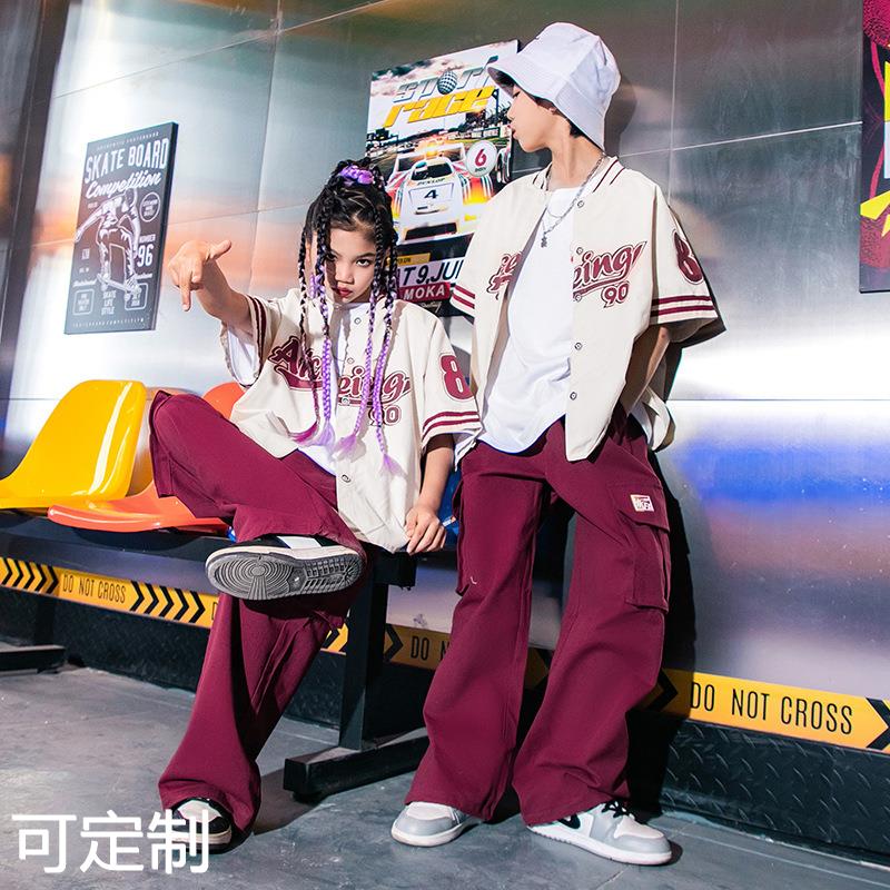 街舞儿童潮服棒球服外套套装hiphop男童嘻哈炸街爵士舞女孩演出服