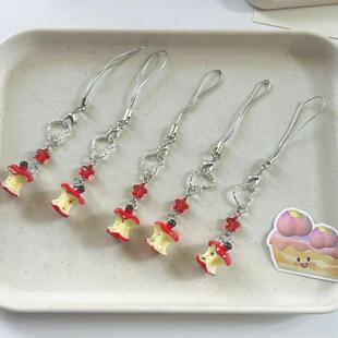 创意爱心平安小果核串珠手机挂件可爱少女心ins风相机链包包挂饰